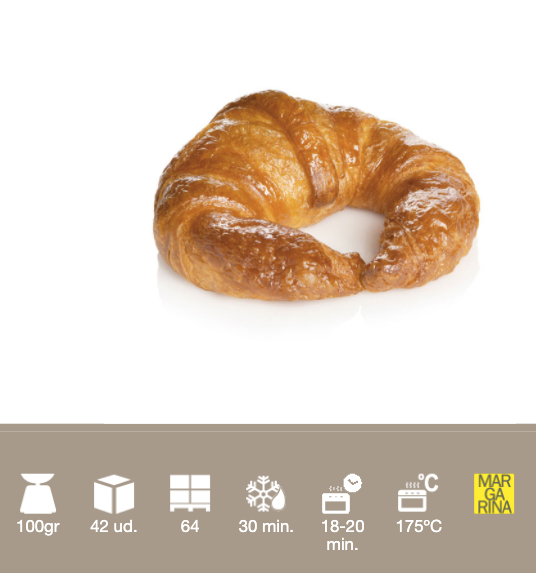 Croissant Curvo de Margarina BERLYS - Caja de 42 unidades  de 100 grs x unidad