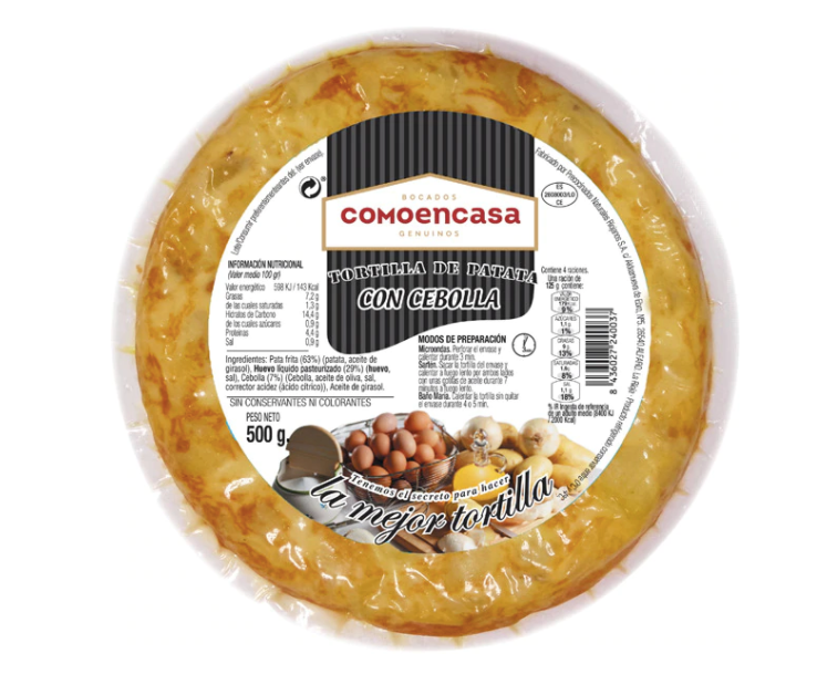 Tortilla de Cebolla COMOENCASA - Caja de 6 unidades de 500 grs por unidad